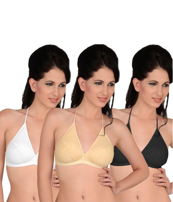 Softskin Multi Color Cotton Halter Bras Bra Pack of 3 - 34B