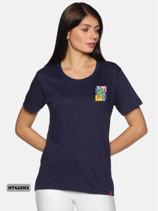 18 NOTYET/Women Cotton Round Neck Printed T-shirts-3XL / Navy
