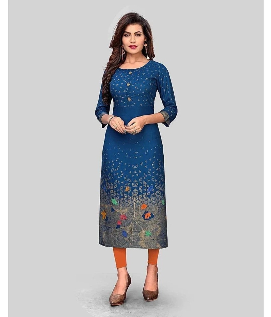 Vbuyz - Blue Rayon Womens Straight Kurti ( Pack of 1 ) - None