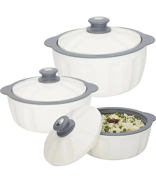 Jaypee White Plastic Serve Casserole ( Set of 3 , 3500 mL ) - White