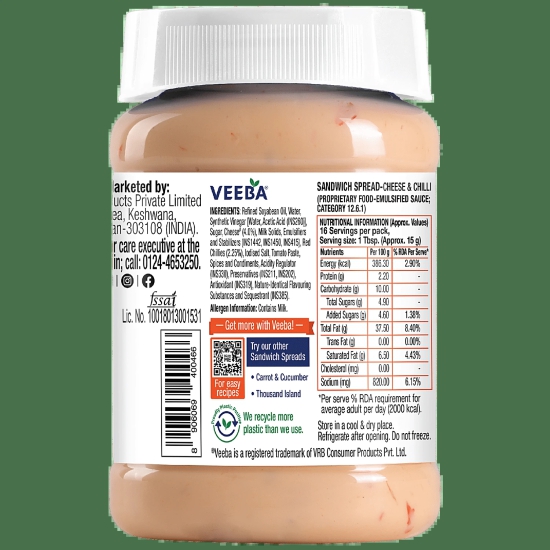 Veeba Sandwich Spread Cheese & Chilli, 250 G