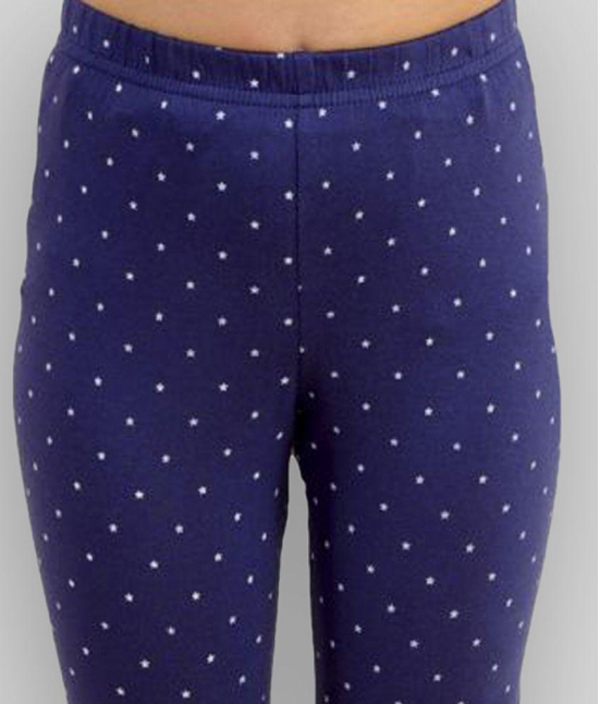 Kids Cave - Blue Cotton Blend Girls Leggings ( Pack of 1 ) - None