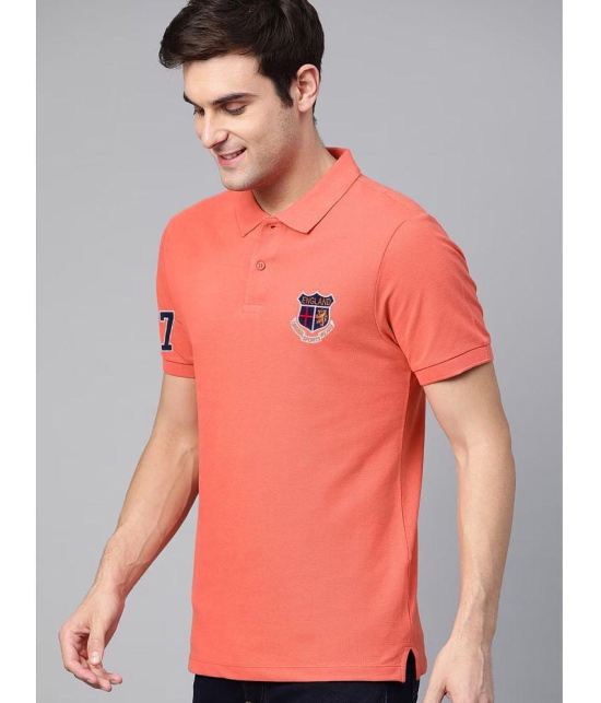 ADORATE Cotton Blend Regular Fit Printed Half Sleeves Mens Polo T Shirt - Coral ( Pack of 1 ) - None