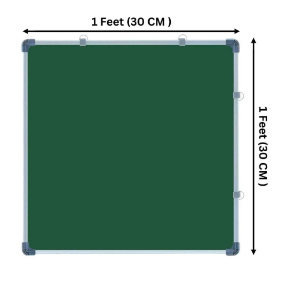 KAVISON Non-Magnetic Double-Sided 2in1 White Board & Green Chalk Board with Accessories Duster & Scale Built Quality with Hanging Hooks