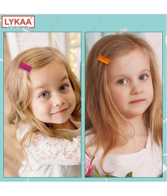 LYKAA Rectangular Shape Velvet Hair Tic Tac Clips For Baby Girl, Kids (Pack of 6, Multicolor) - Multi