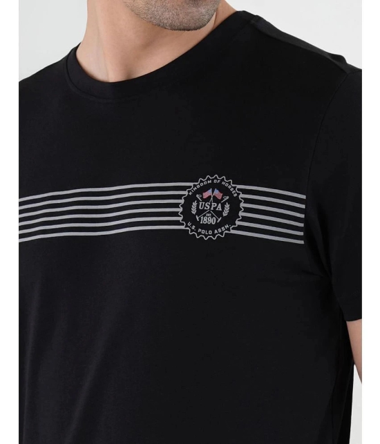 U.S. Polo Assn. Cotton Regular Fit Striped Half Sleeves Mens T-Shirt - Black ( Pack of 1 ) - None