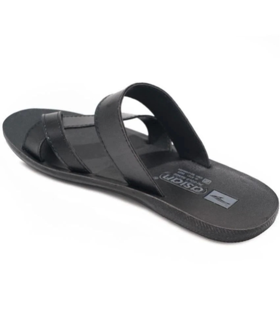 ASIAN Black Mens Leather Slipper - None