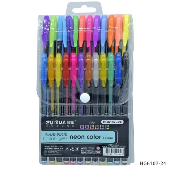 Glitter Pen Neon Color 1.0MM 24Pcs Set HG6107-24