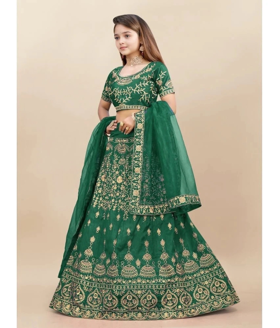 Apnisha Green Silk Girls Lehenga Choli Set ( Pack of 1 ) - None