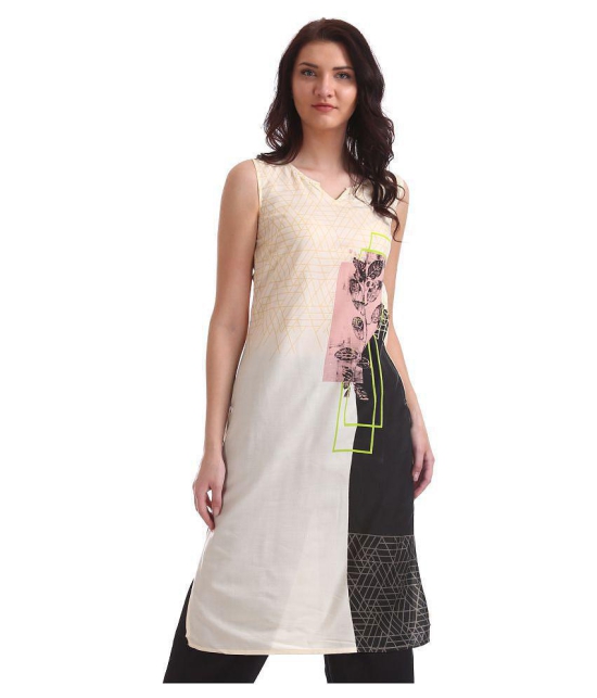 Karigari - White Rayon Women's Straight Kurti - S