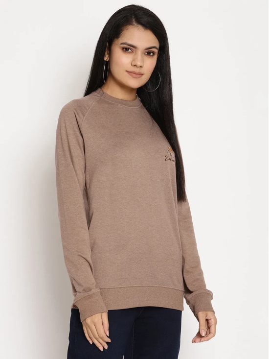 Women Explorer Brown Solid Sweatshirt-S