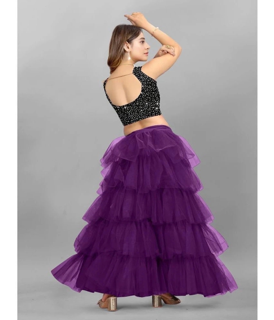 Apnisha - Purple Net Girls Lehenga & Crop Top ( Pack of 1 ) - None