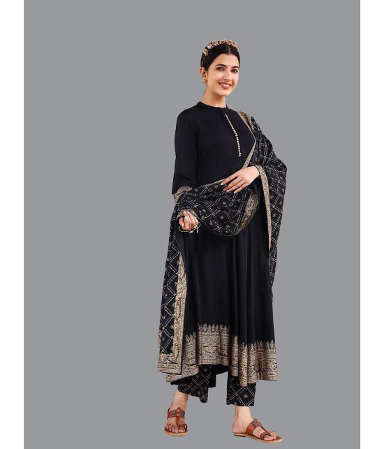 Amira creations Rayon Solid Kurti With Pants Womens Stitched Salwar Suit - Black ( Pack of 1 ) - None