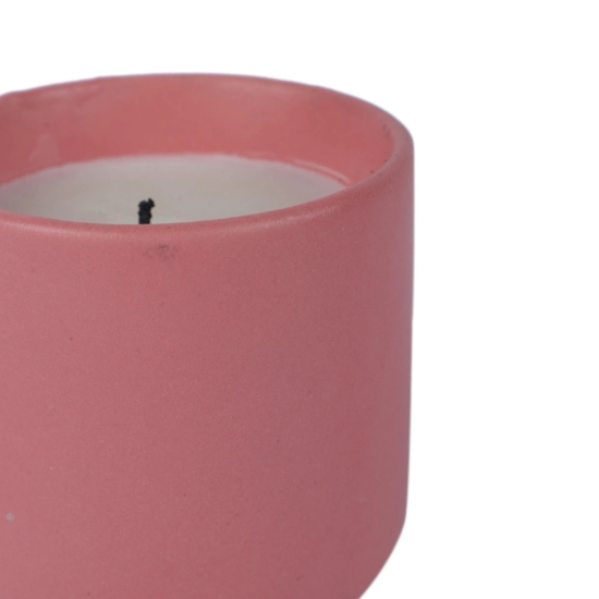 Pink Ceramic Glass Wax Candle Set of  2-Gold