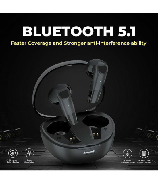 Tecsox ClearPods TWS In Ear Bluetooth Earphone 4 Hours Playback Bluetooth IPX5(Splash Proof) Auto pairing -Bluetooth V 5.3 Black