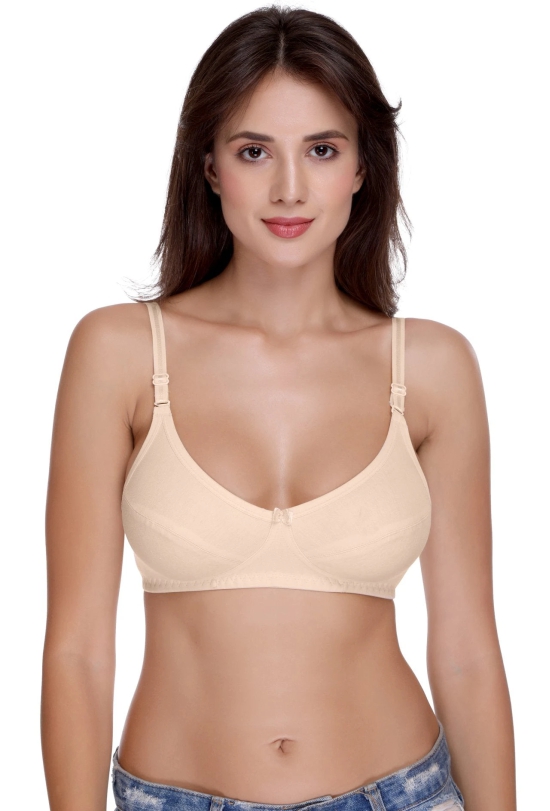 Sona H 01 Women Non Padded Non Wired Medium Coverage Comfortable Skin Cotton T-Shirt Bra-32 / B / Skin