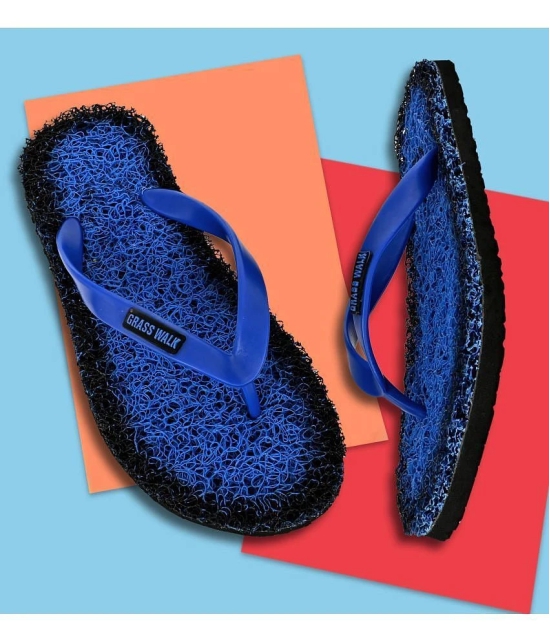 GRASS WALK - Blue Mens Thong Flip Flop - None