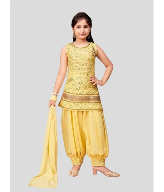 Aarika Yellow Georgette Girls Patiala Kurta Set ( Pack of 1 ) - None