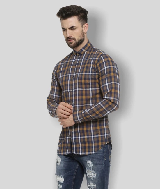 Campus Sutra Cotton Regular Fit Checks Full Sleeves Mens Casual Shirt - Brown ( Pack of 1 ) - None