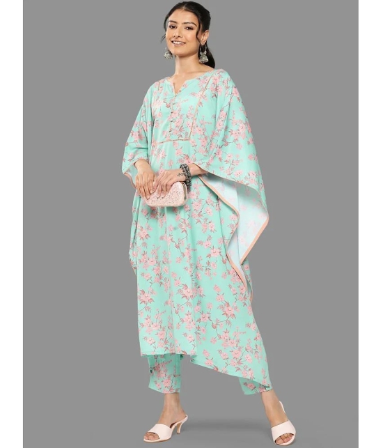 Janasya Womens Sea Green Crepe Digital Printed Co-ords Set - None