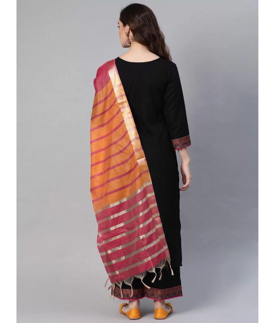 Estela - Black Straight Cotton Women's Stitched Salwar Suit ( Pack of 1 ) - None
