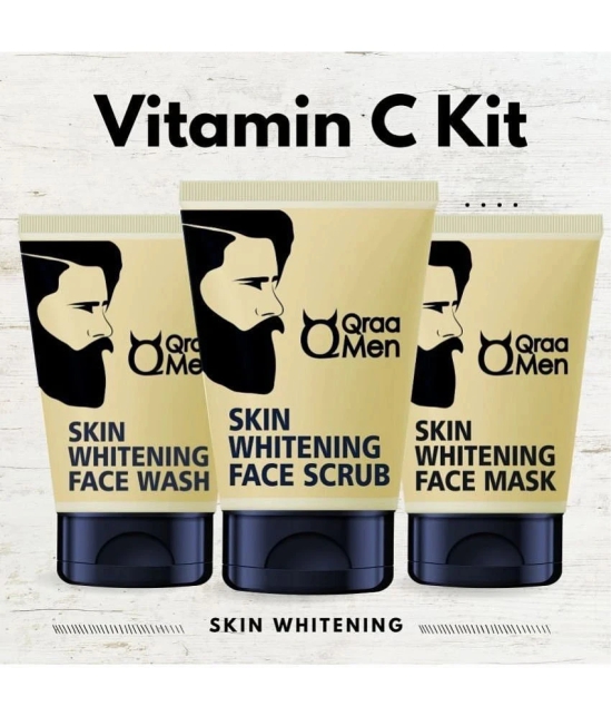 Qraa Vitamin C Skin Whitening Face Kit|Face Wash, Face Scrub and Face Mask for Men |With Vitamin E|For Brighter and Even Toned Skin (Set of 3)