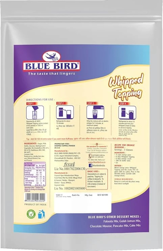 Blue Bird Whipped Toppingm, 500 gm