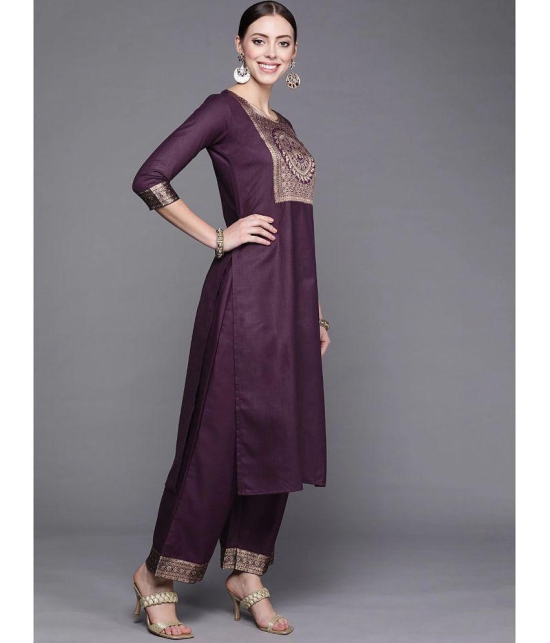 Estela - Wine Straight Cotton Women's Stitched Salwar Suit ( Pack of 1 ) - None