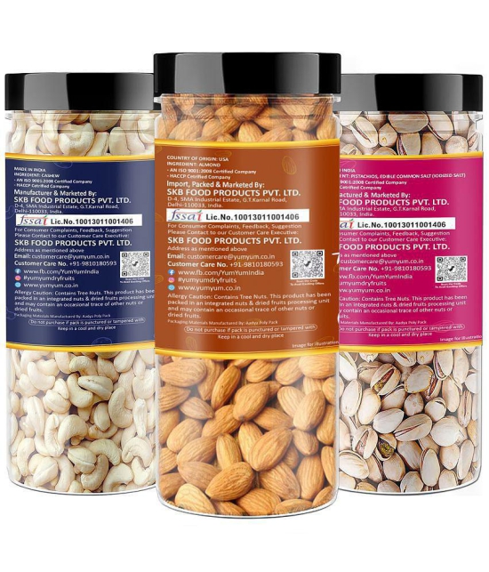 YUM YUM Premium California Almonds (150g) Pista (150g) and Cashew (150g) 450g Dry Fruits Combo Pack- Almonds, Cashews, Pistachios  (3 x 150 g)