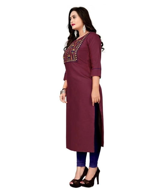 Lerkiza - Maroon Cotton Womens Straight Kurti ( Pack of 1 ) - XXL