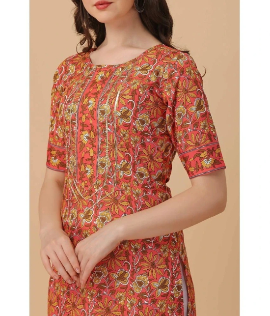 Glomee - Orange Crepe Womens Straight Kurti ( Pack of 1 ) - None