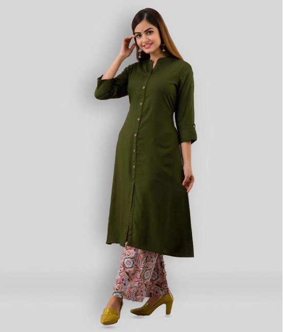 MAUKA - Dark Green Straight Rayon Womens Stitched Salwar Suit ( Pack of 1 ) - S