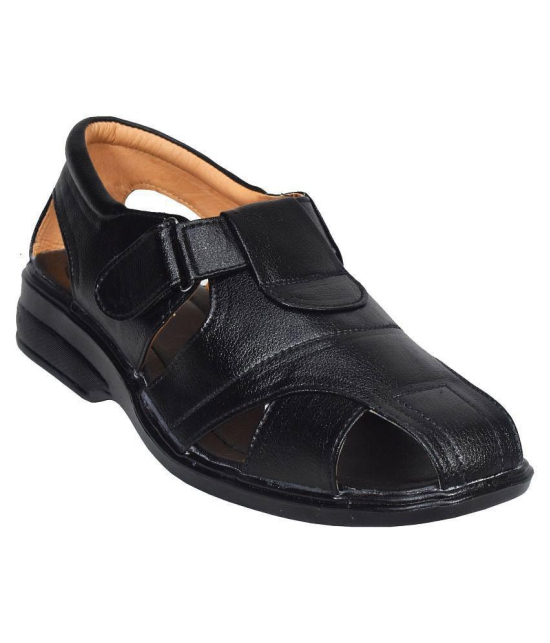 IndiForce Black Leather Sandals - 6