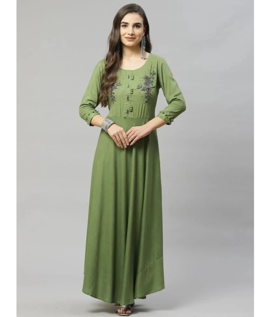 JC4U Rayon Green A- line Dress - Single - M