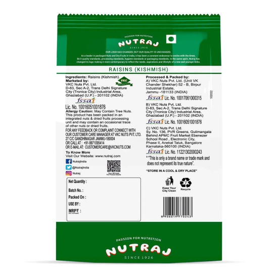 Nutraj Long Raisin (Kismis) 500gm 500g