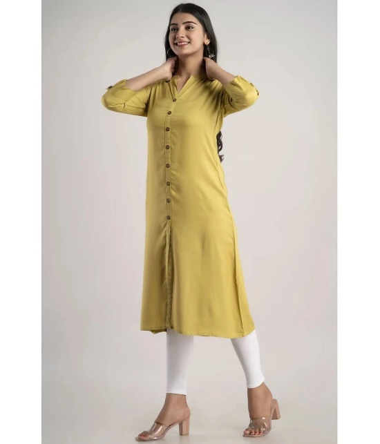 MAUKA - Mustard Rayon Womens Front Slit Kurti ( Pack of 1 ) - None