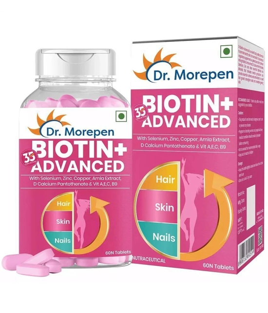 Dr. Morepen Biotin+ With Multivitamin Amla & Green Tea, Bhringraj & Brahmi - 60 Tablets