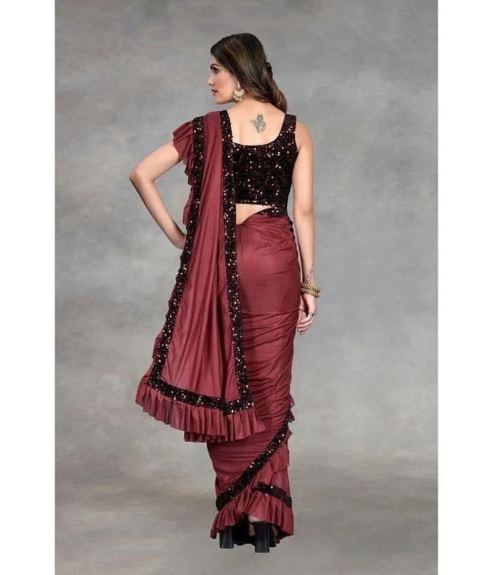 Apnisha - Maroon Lycra Saree With Blouse Piece ( Pack of 1 ) - Maroon