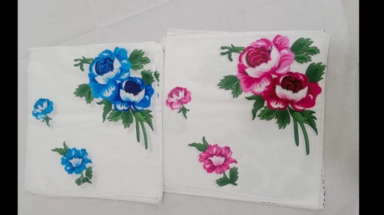 Blue Floral Handkerchief set of 12 pack