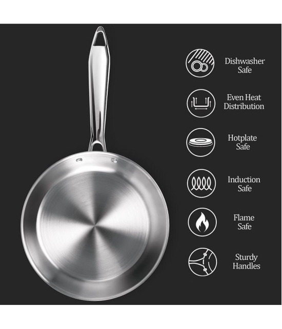 Milton Pro Cook Triply Stainless Steel Fry Pan with Lid, 20 cm / 1.2 Litre