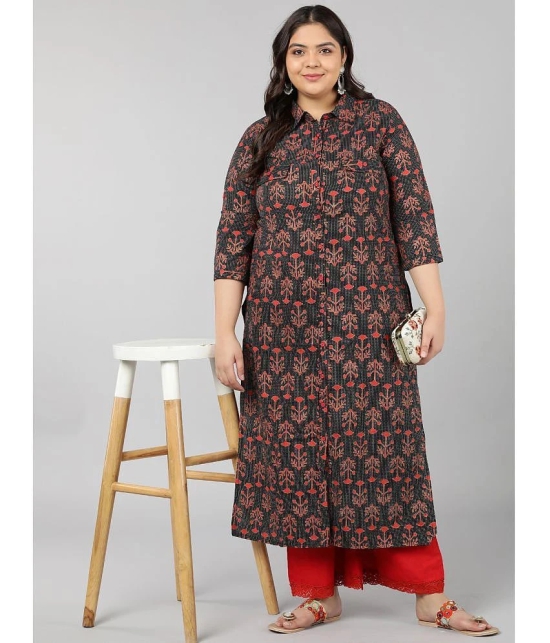 KIPEK - Black Cotton Womens Straight Kurti ( Pack of 1 ) - None