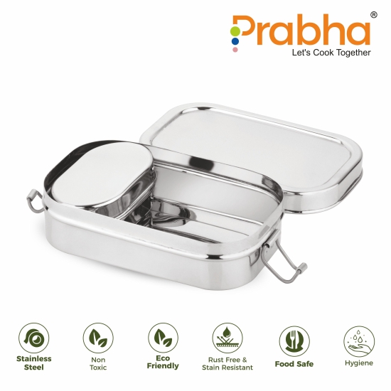 Stainless Steel Rectangle Lunch Box, Leak-Proof Container-No. 2