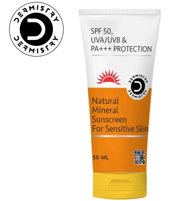 Dermistry Natural Mineral Based Sunscreen SPF 50 UVA UVB PA+++ Sun Protection Moisturizer Sensitive & Dry Skin-50ml