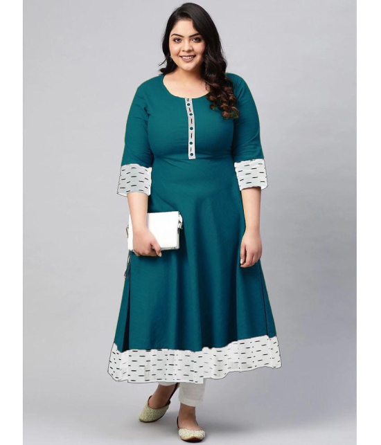 Estela - Teal Cotton Blend Women's Flared Kurti ( Pack of 1 ) - None