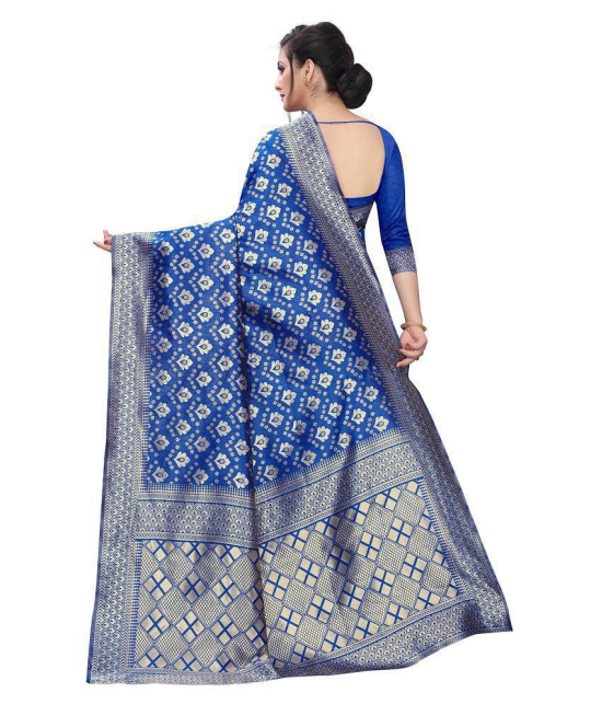 ofline selection Blue Jacquard Saree