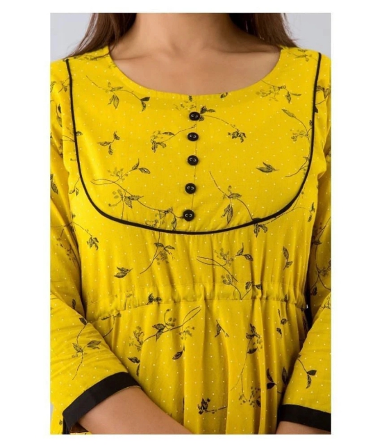 SVARCHI - Yellow Cotton Womens Anarkali Kurti ( Pack of 1 ) - XL