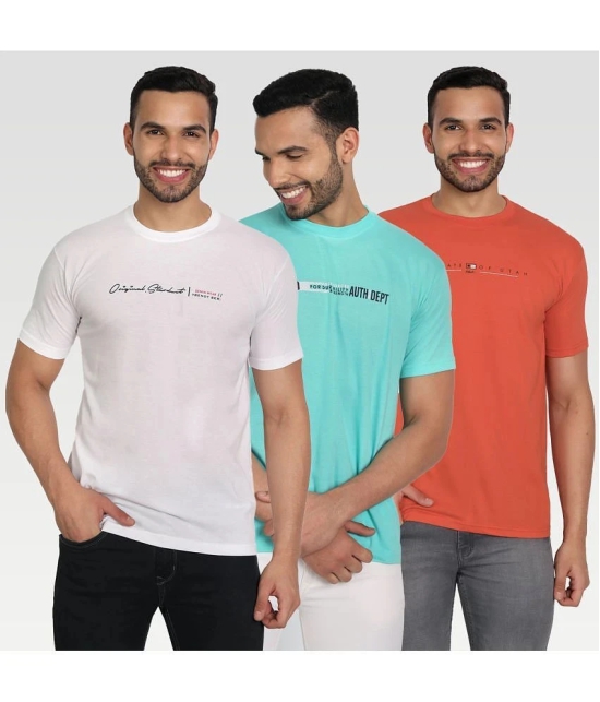 Zeffit - Multicolor Cotton Blend Regular Fit Mens T-Shirt ( Pack of 3 ) - None