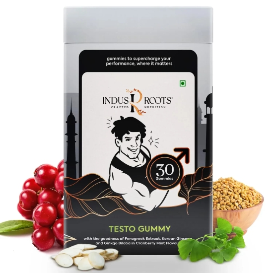 Indus Roots Testosterone Boost Gummy - Fenugreek Extract, Korean Ginseng, Ginkgo Biloba & Zinc