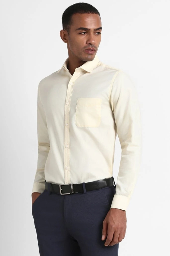 Men Yellow Slim Fit Formal Full Sleeves Formal Shirt