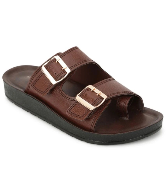 UrbanMark Men Comfortable Cushioned with Side Buckle Strap Thong Flip-Flop - None